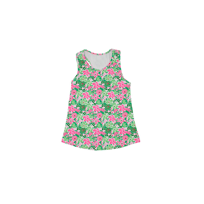 GT1015 Pink Green Flowers Girls Summer Yoga Vest Top D 5.22