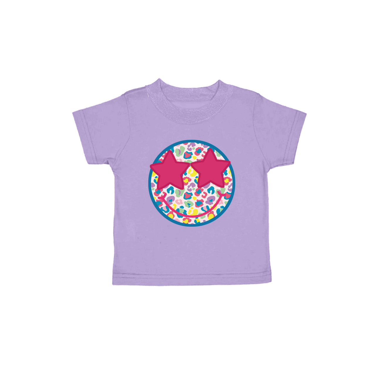 presale GT1017 Baby Girls Lavender Short Sleeves Colorful Leopard Smile Tee Shirts Top D 4.8