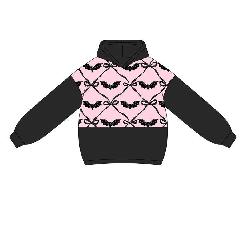 presale GT1035 Baby Girls Black Long Sleeves Bows Bats Plaid Hoodies Top D 5.9