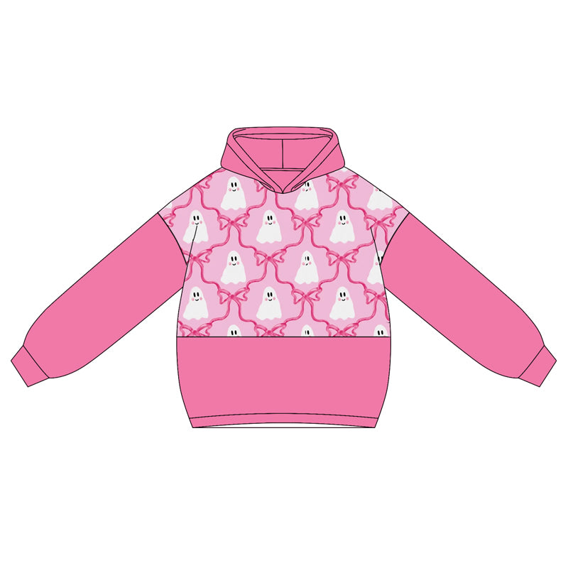 presale GT1038 Baby Girls Hot Pink Long Sleeves Bows Ghosts Hoodies Top D 5.9