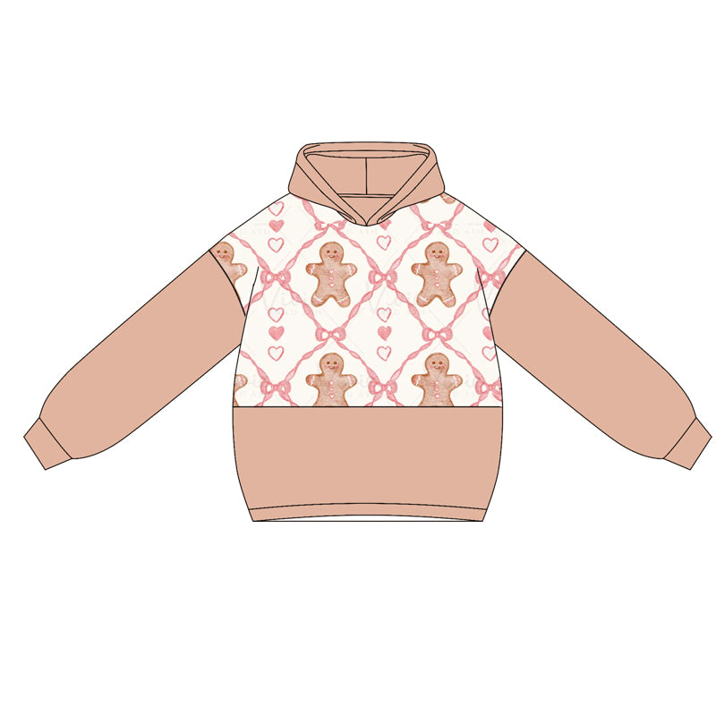 presale GT1040 Baby Girls Peach Long Sleeves Hearts Gingerbread Hoodies Top D 5.9