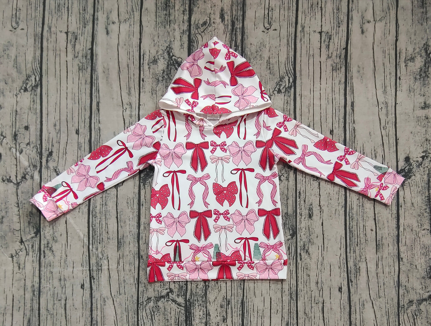 GT1059 Baby Girls Long Sleeves Pink Bows Plaid Hoodies Top D 6.24
