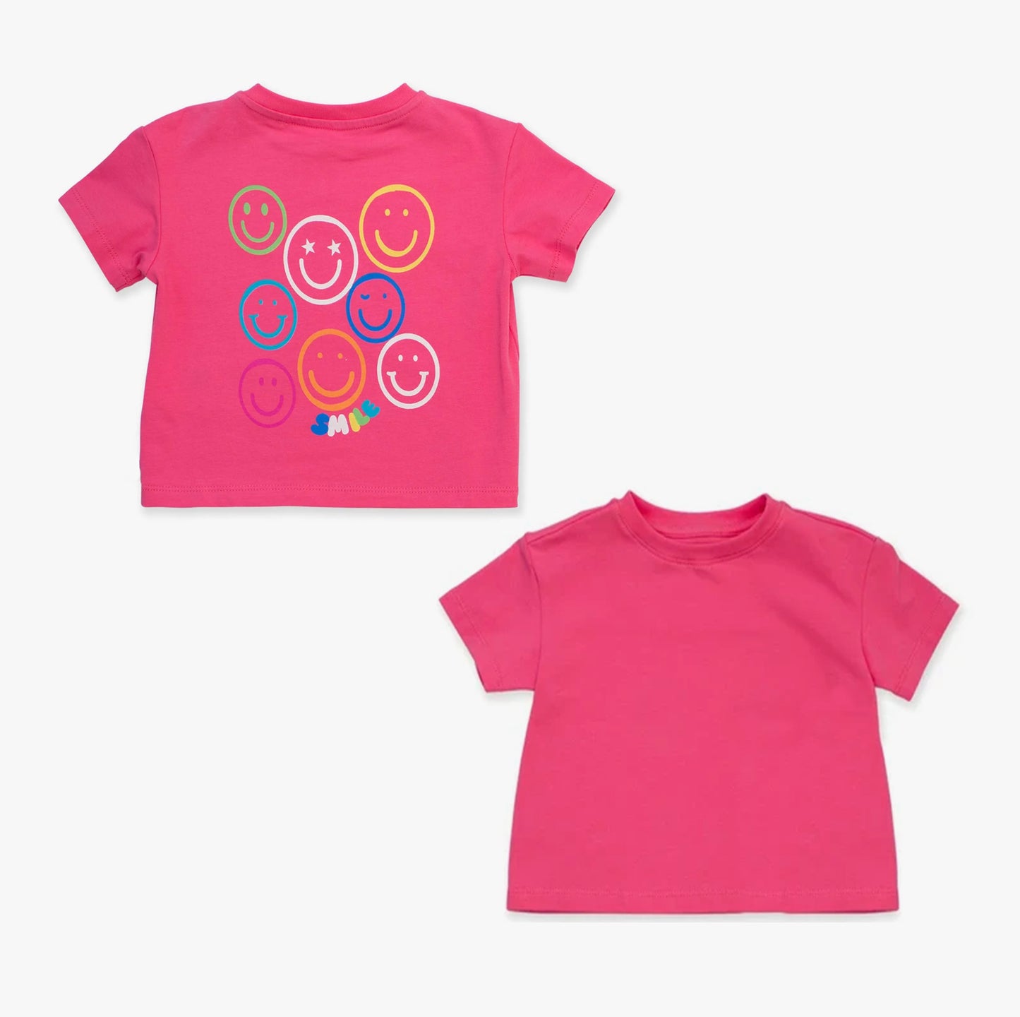 presale GT1077 Baby Girls Hot Pink Short Sleeves Smiles Tee Shirts Top D 6.4