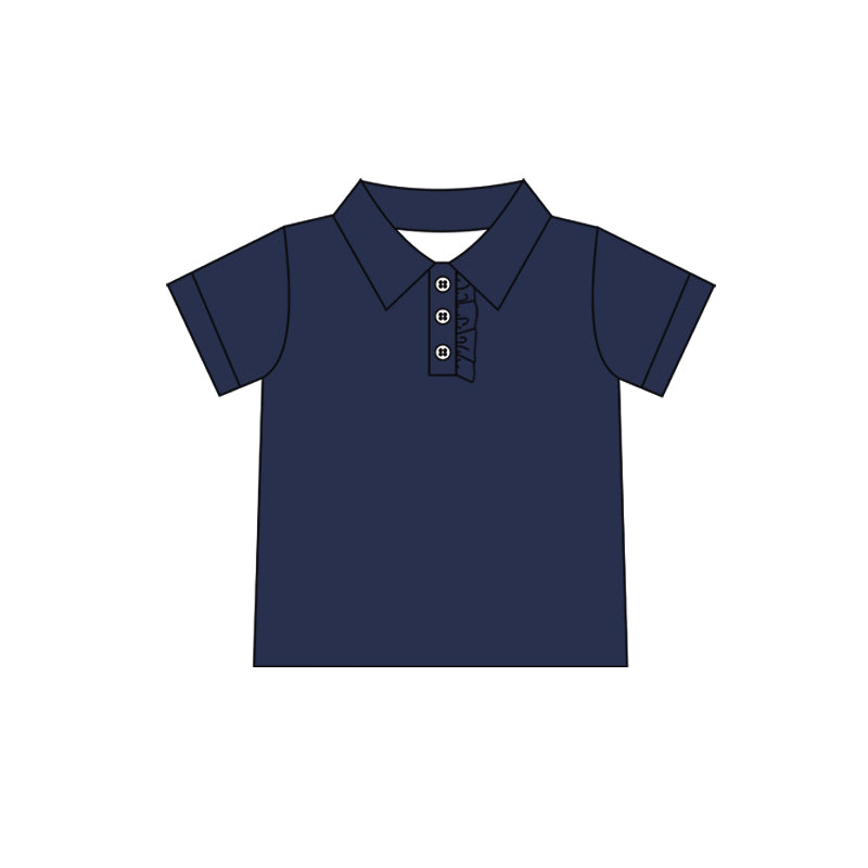 presale GT1086 Baby Girls Navy Short Sleeves Button Cotton Polo Shirts Top D 6.9