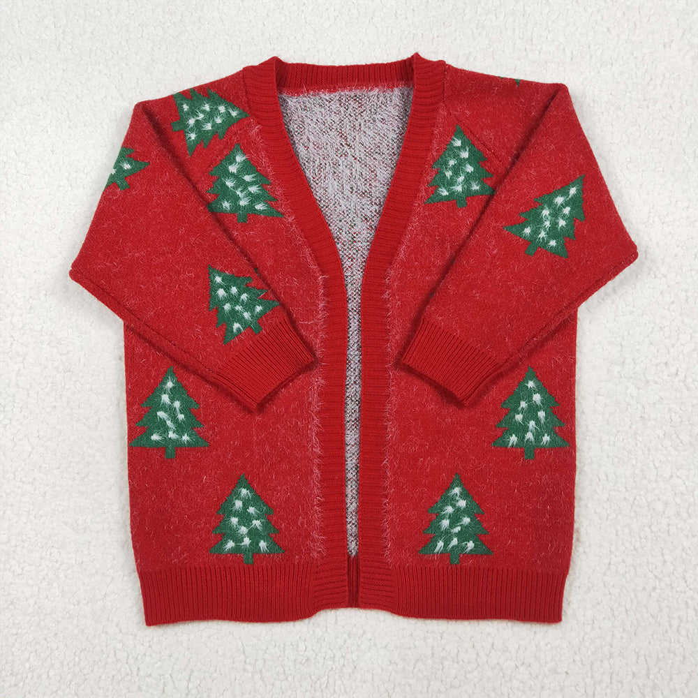 GT1114 Baby Girls Red Christmas Tree Long Sleeve Sweaters D 7.12