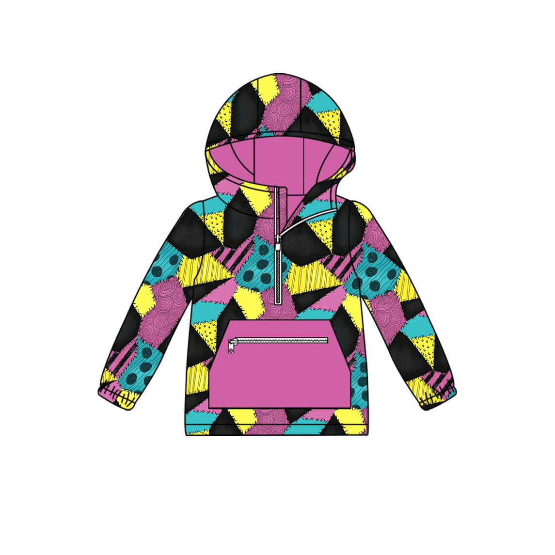 GT1137 Baby Girls Colorful Aztec Long Sleeves Pocket Zipper Western Hoodies D 829