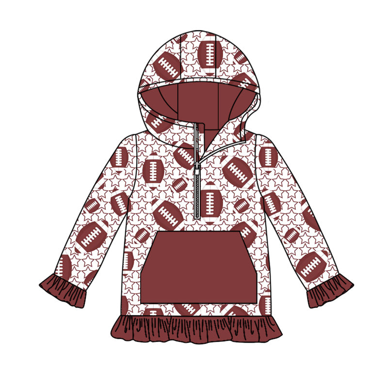presale GT1138 Baby Girls Footballs Stars Plaid Pockets Zipper Team Hoodies D 7.28