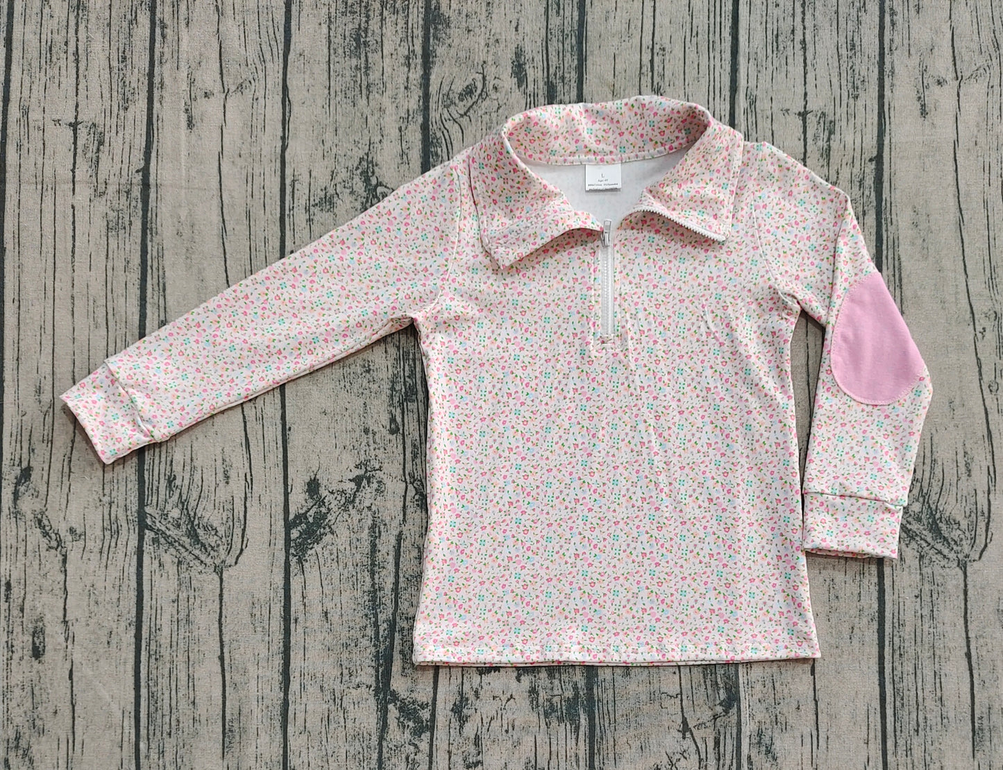 GT1145 Baby Girls Long Sleeves Pink Floral Zipper Hoodies Top D 908