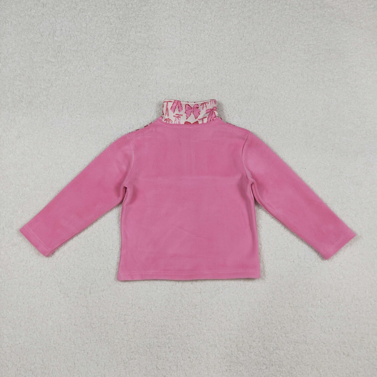GT1149 Baby Girls Pink Bows Plaid Half Zipper Pullover Top D 926