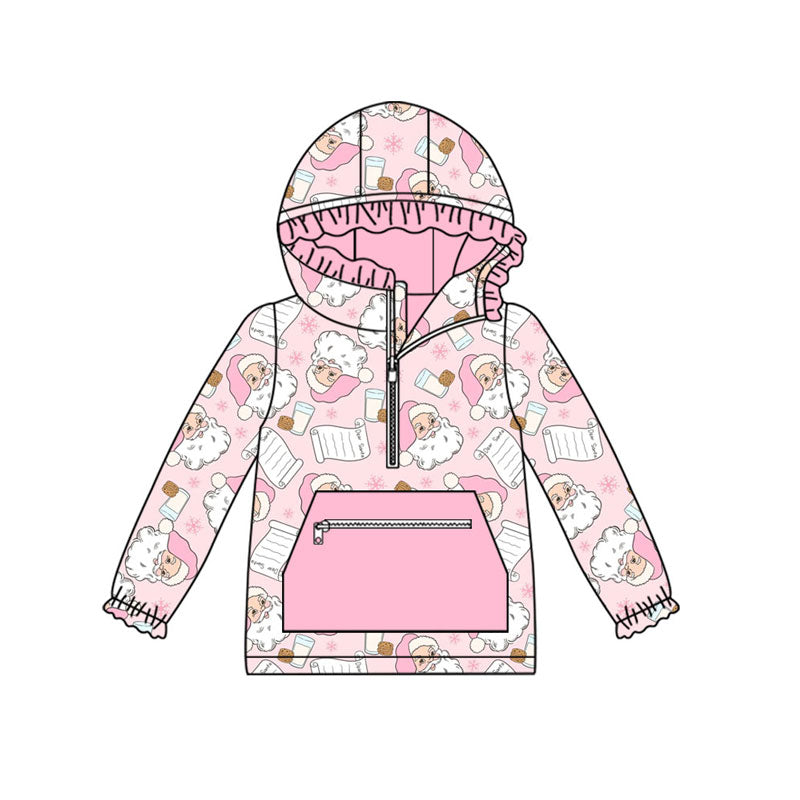 presale GT1181 Baby Girls Santa Letter Milks Pocket Zipper Christmas Hoodies Top D 830
