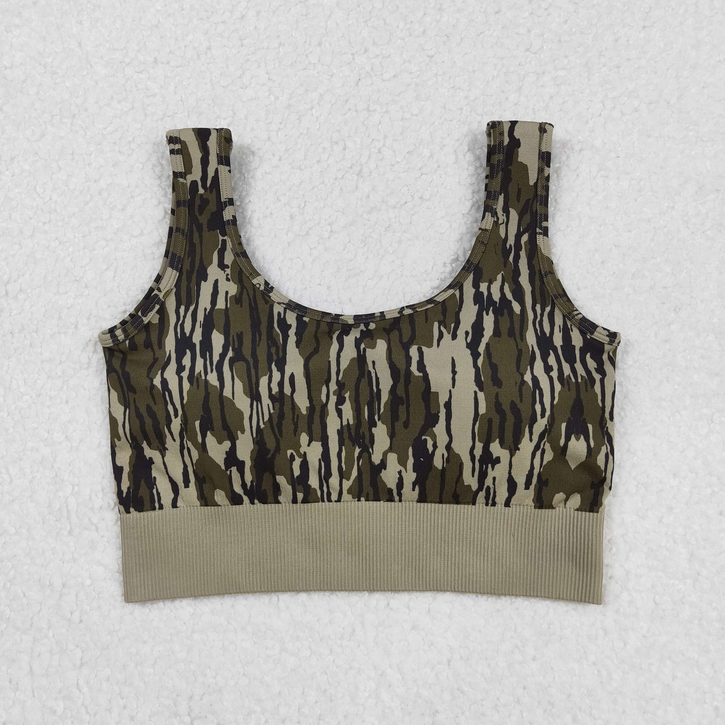 GT1187 Adult Women Bottomland Camo Knitted Yoga Crop Bra Tops D 904