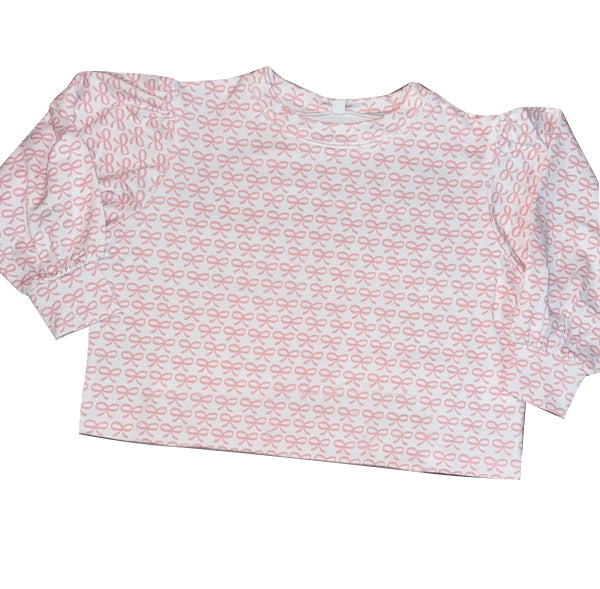 presale GT1249 Baby Girls Pink Bows Checked Long Sleeves Yoga Tee Shirts Top D 923