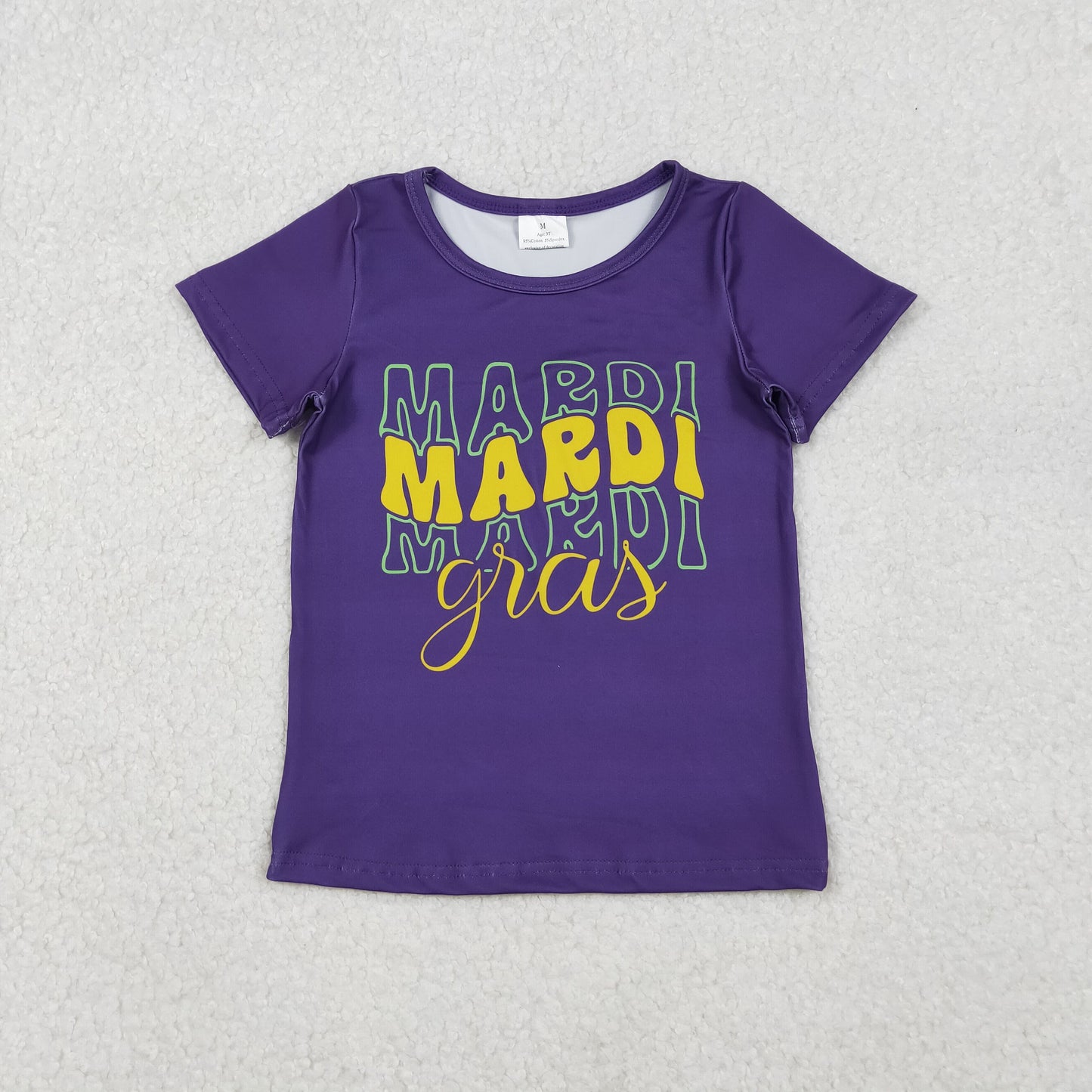 Sibling Baby Girls Purple Short Sleeve Mardigras Tee Shirts Top D 1024