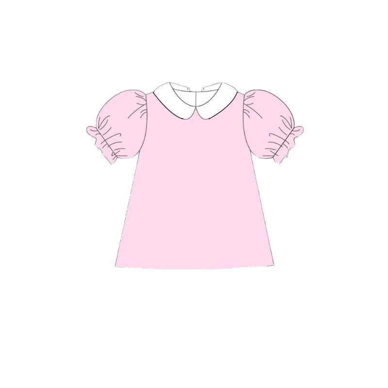 presale GT1307 Baby Girls Pink Short Ruffle Sleeve Collar Tee Shirts Tunic D 1006