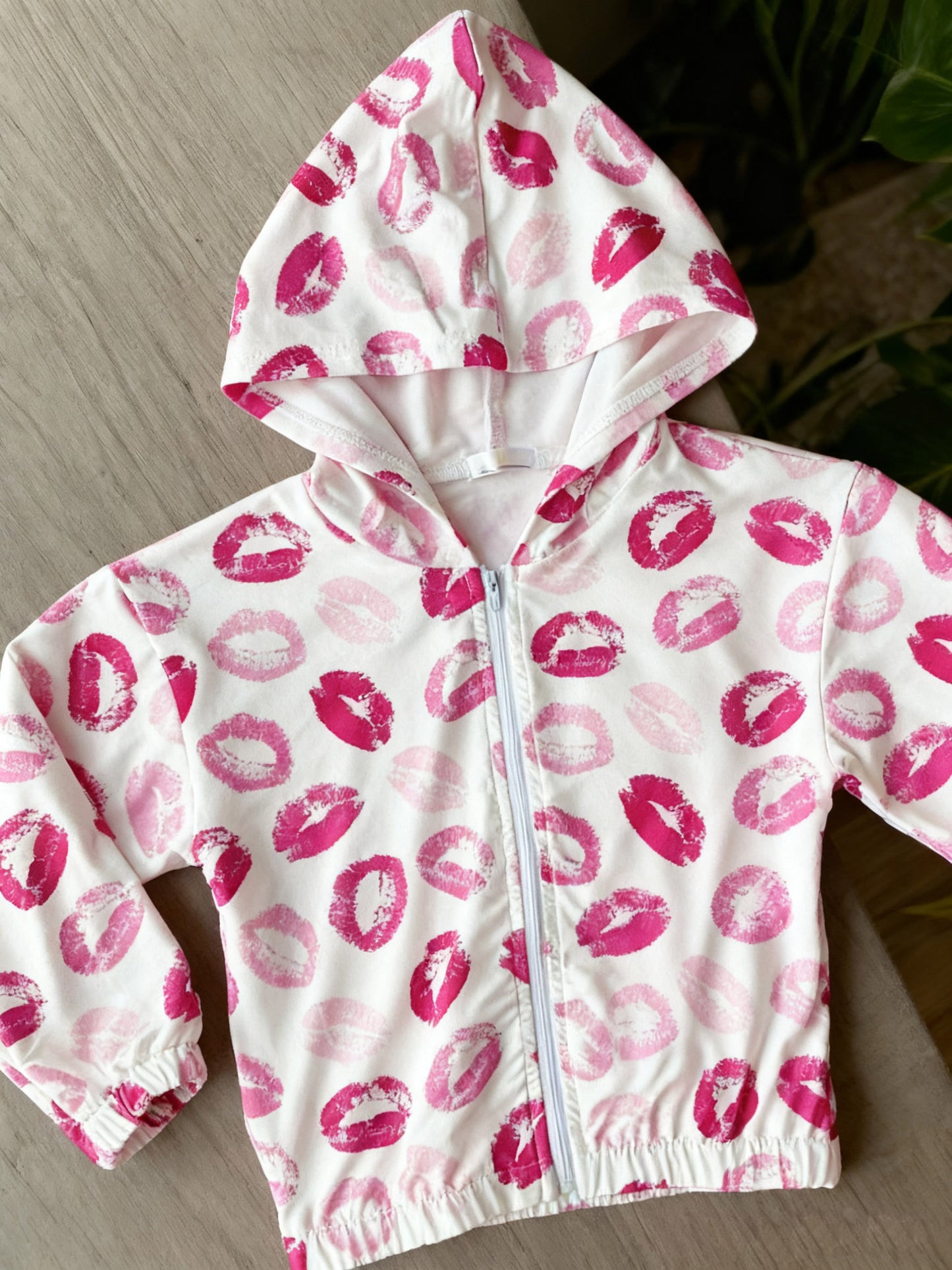 presale GT1420 Baby Girls Pink Mouths Valentine Zipper Hoodies Jacket D 1126