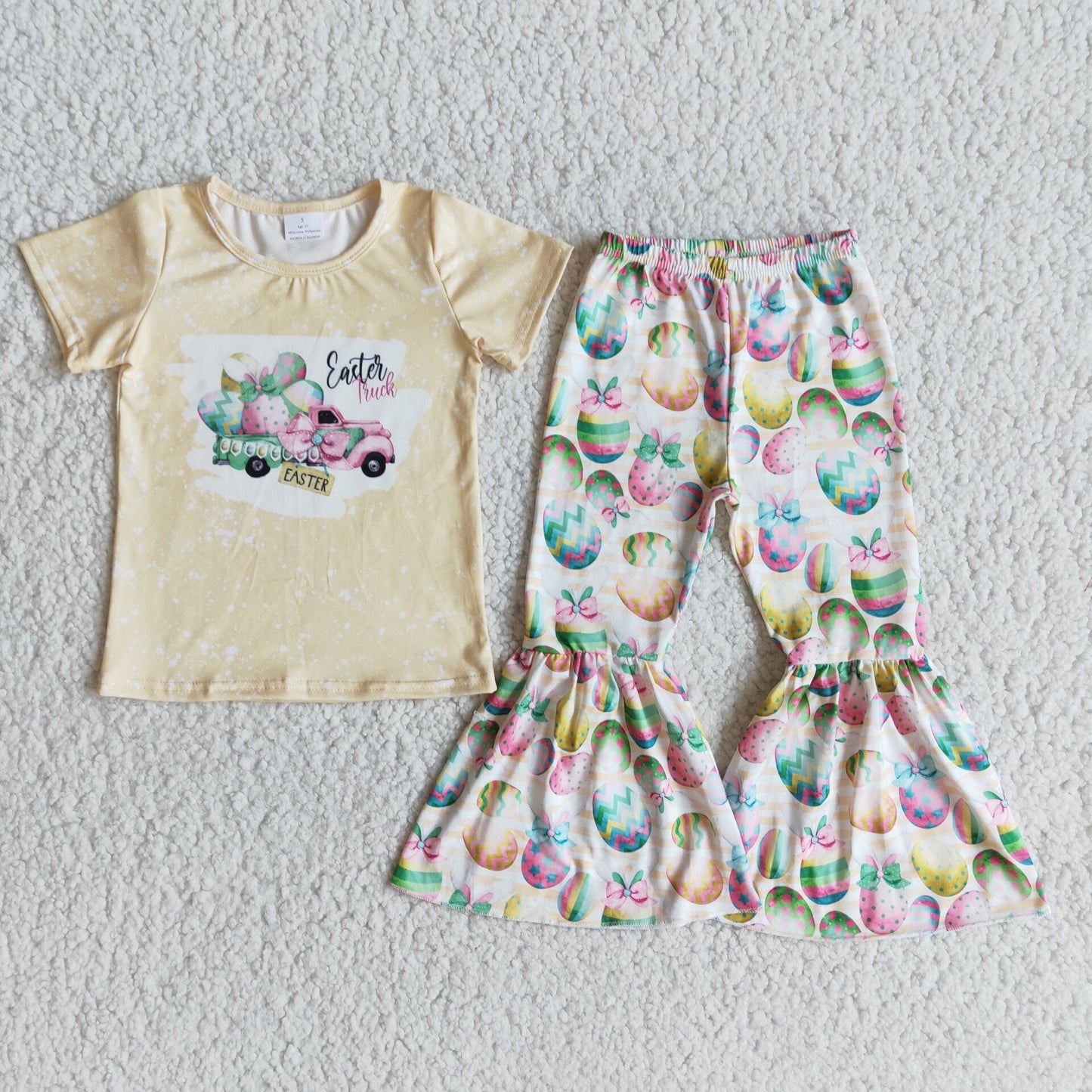 yellow easter egg truck bell bottoms outfit