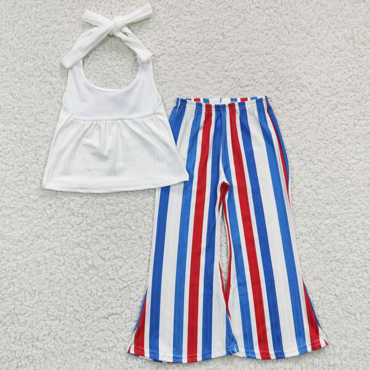 GSPO0655 Alphabet White Vest Stripe Trouser Set