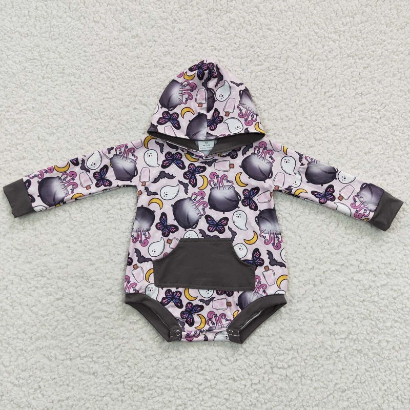 LR0274 Halloween Ghost Bat Butterfly Long Sleeve Bodysuit