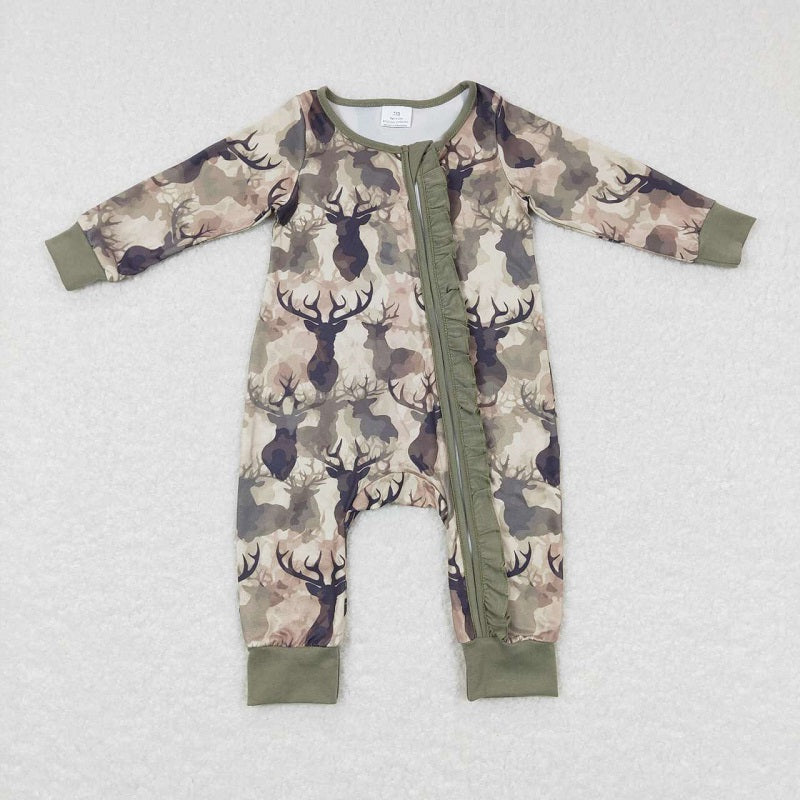 LR0661 Elk army green lace camouflage zipper long sleeve jumpsuit D 6.13