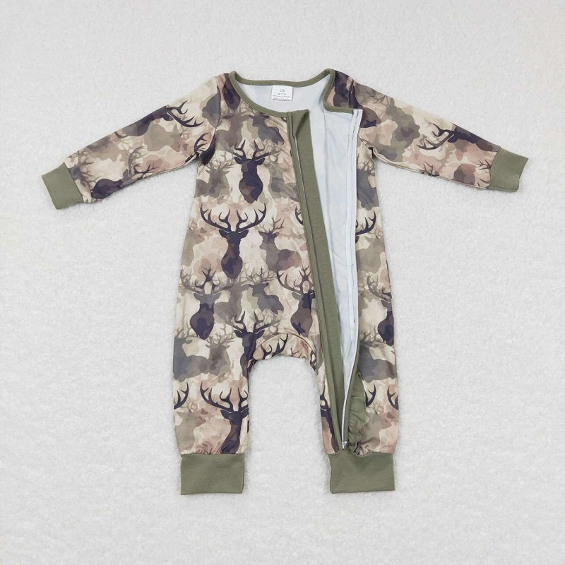 LR0661 Elk army green lace camouflage zipper long sleeve jumpsuit D 6.13