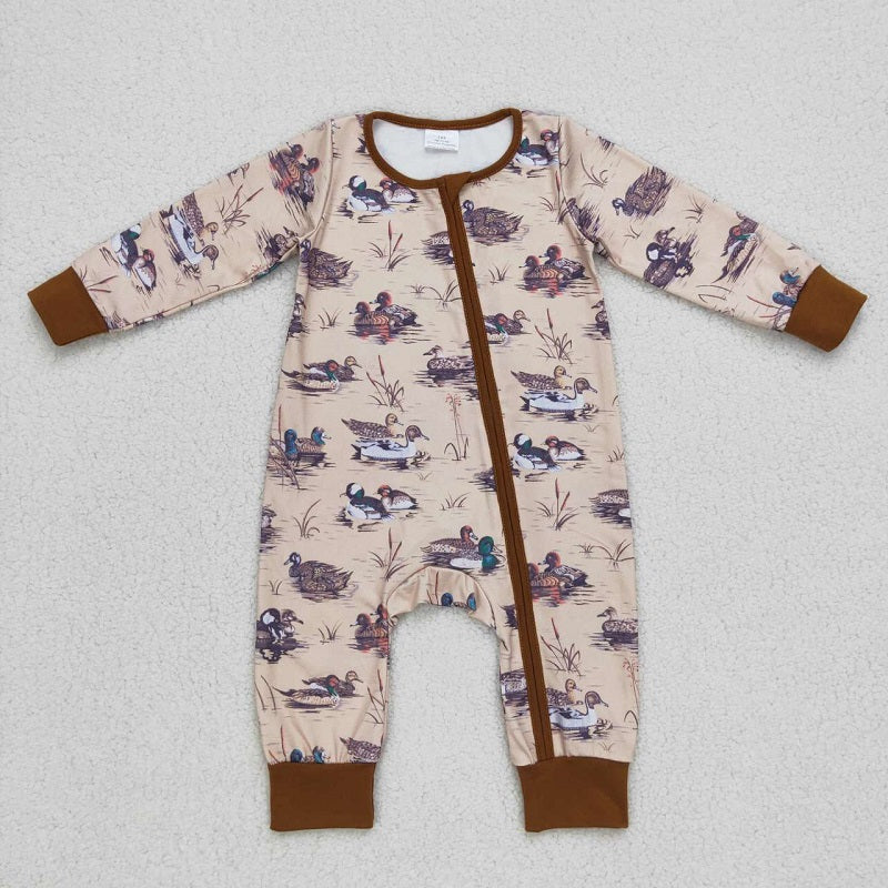 LR0667 Baby Boys Mmallard Zipper Romper