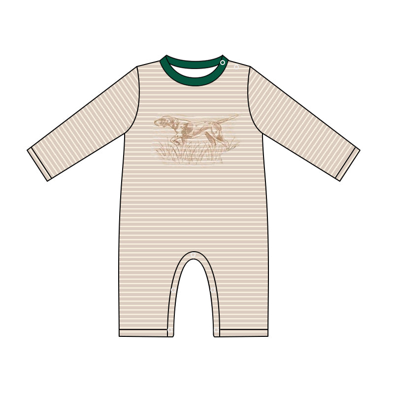 presale LR1091 Puppy Lawn Stripe Long Sleeve Bodysuit