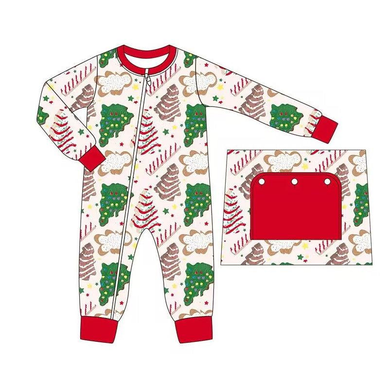 LR1150 Bamboo Christmas Tree Cookie Gingerbread Man Zip-Up Long Sleeve Bodysuit