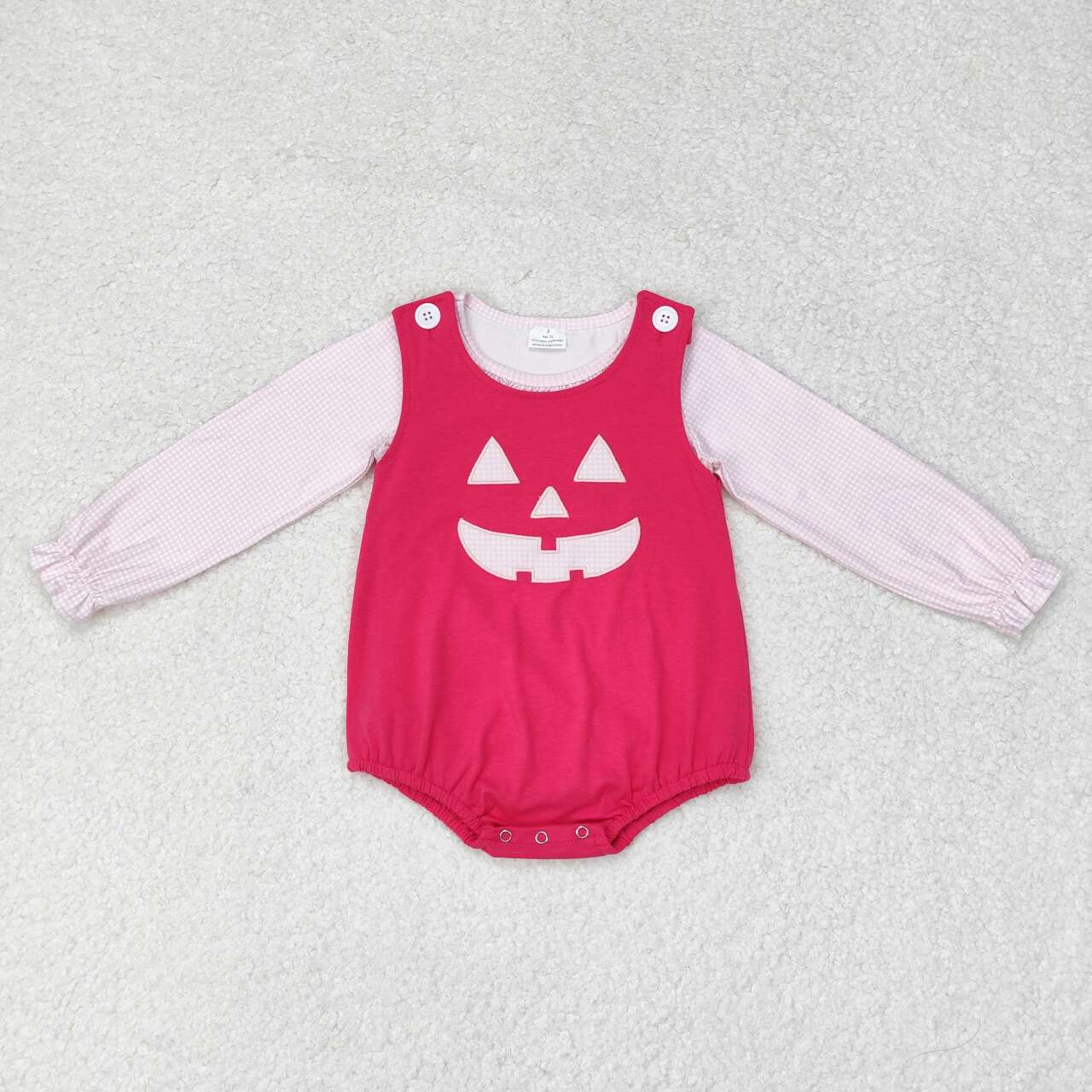 LR1171 Halloween Pink Plaid Lace Long Sleeve Rose Red Vest Bodysuit Set
