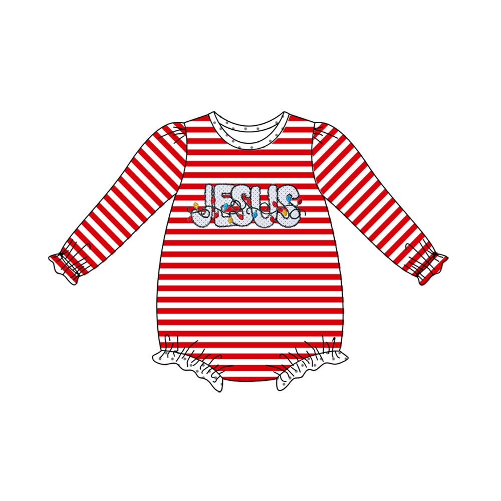 presale LR1242 Girls Red Illuminated Striped Long Sleeve Bodysuit