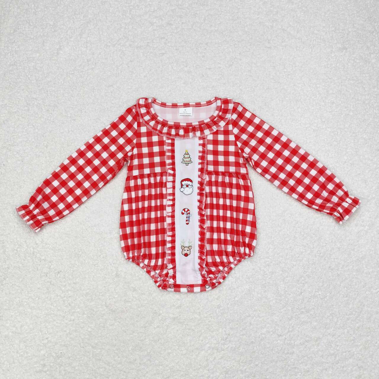 LR1302 Christmas tree old man cane deer red plaid lace long-sleeved jumpsuit