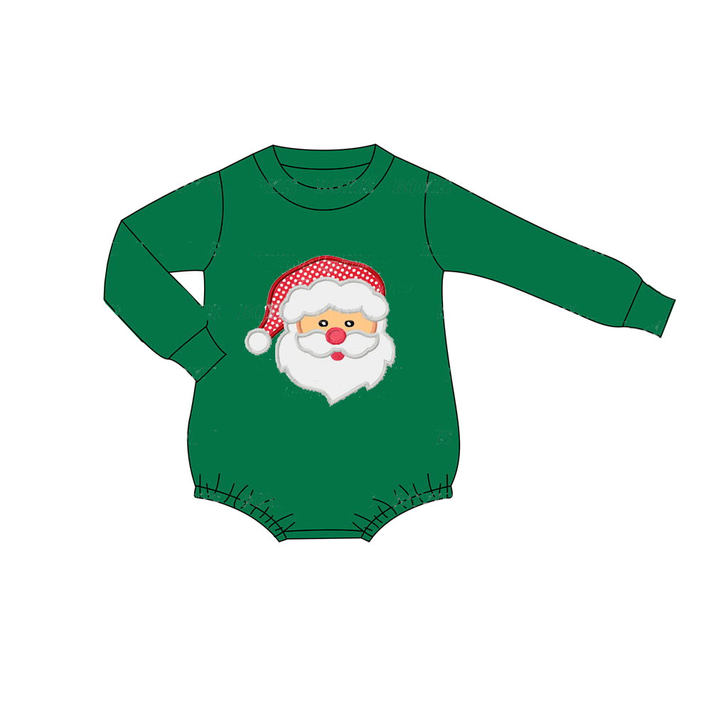 presale LR1309 Boys Plaid Hat Santa Green Long Sleeve Onesie