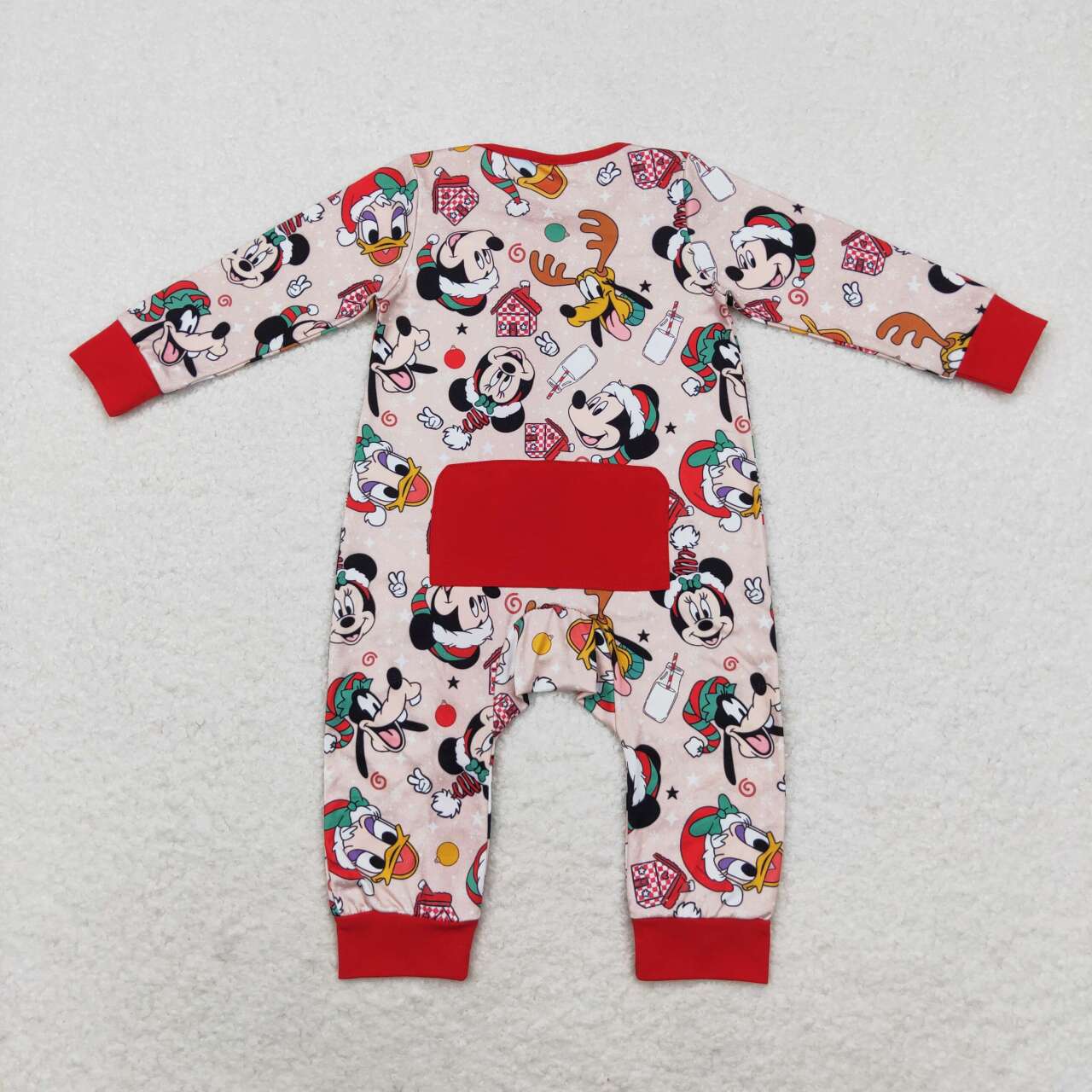 LR1335 Christmas Red Zipper Long Sleeve Bodysuit