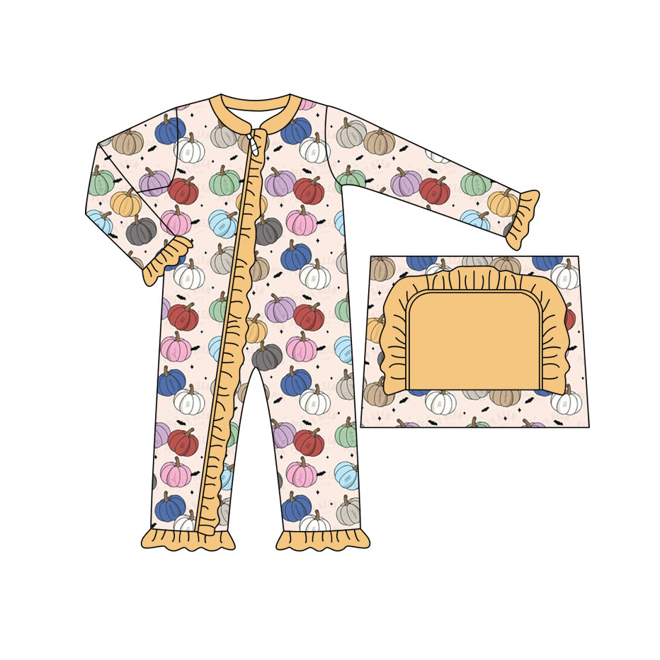 presale LLR1455 Colorful Pumpkin Yellow Lace Zipper Long Sleeve Bodysuit 2024 7.15