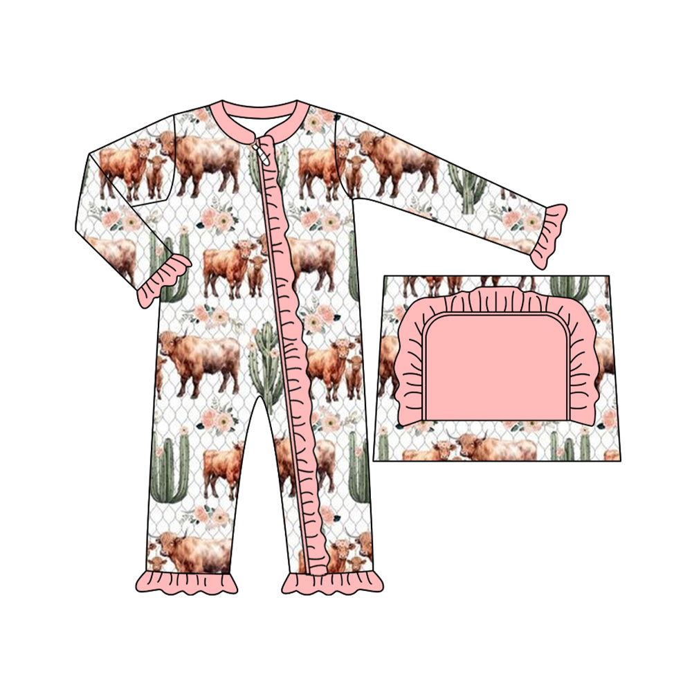 presale LR1522 Alpine Bullhead Cactus Pink Lace Zipper Long Sleeve Bodysuit 2024 7.22