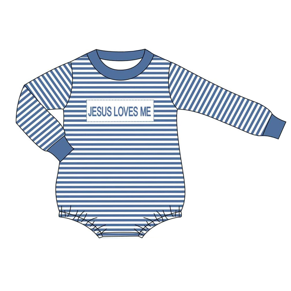 LR1556 Striped blue long-sleeved bodysuit
