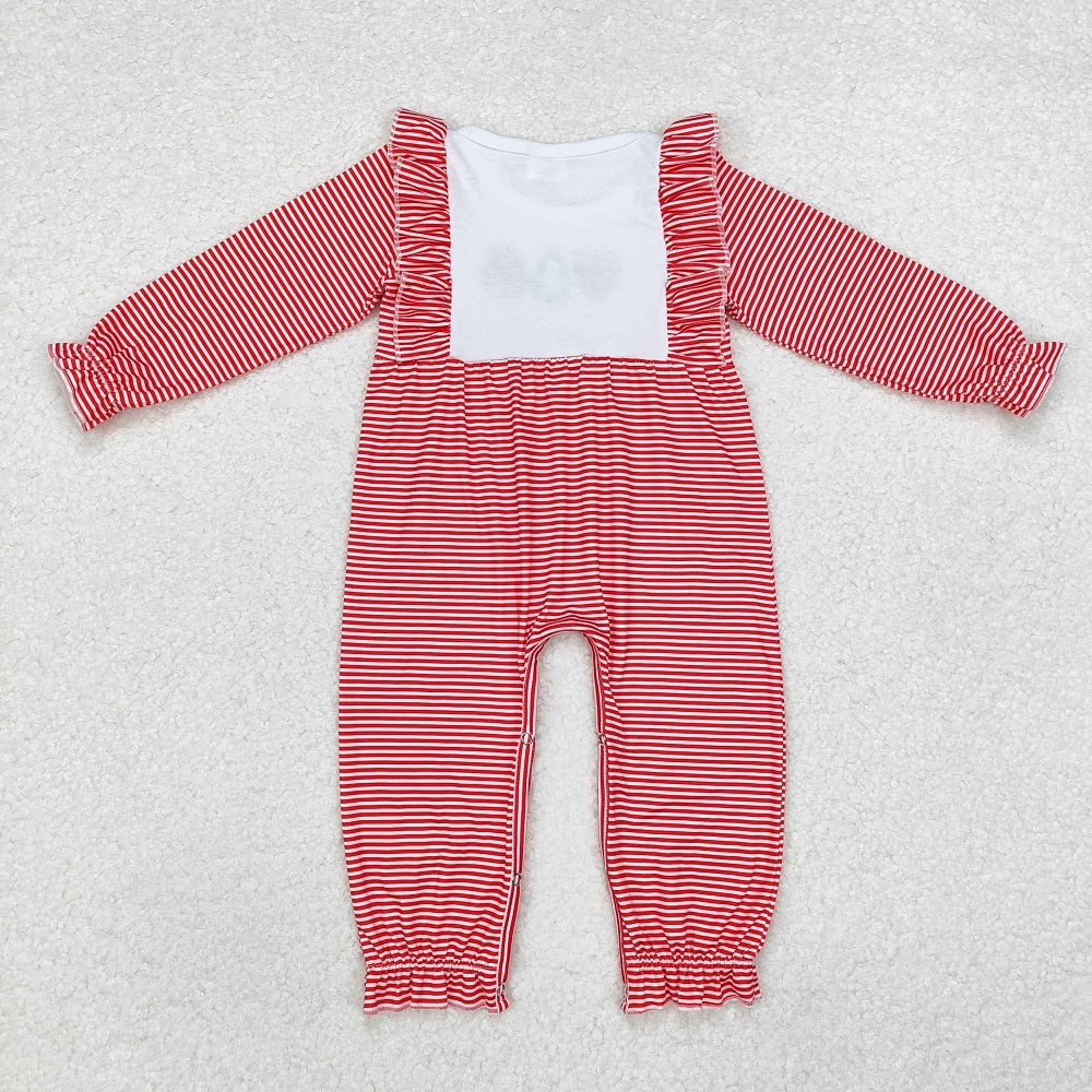 LR1588 Elk Christmas Tree Santa Claus Pink Lace Long Sleeve Onesie