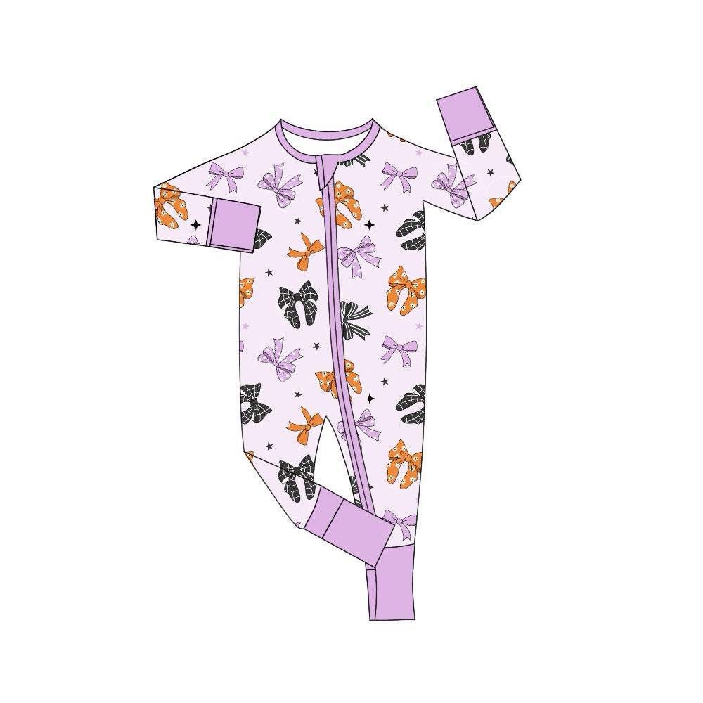 presale LR1615 Purple Zipper Long Sleeve Bodysuit with Bow and Four-Pointed Star 2024 7.30