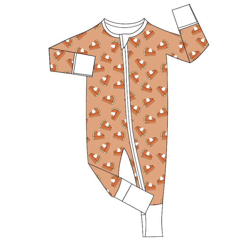 presale LR1643 Pumpkin Pie Cupcake Zip-Up Long Sleeve Bodysuit 2024 8.2