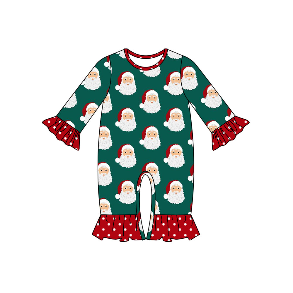presale LR1660 Santa Claus Polka Dot Red Lace Green Long Sleeve Bodysuit 2024 8.3