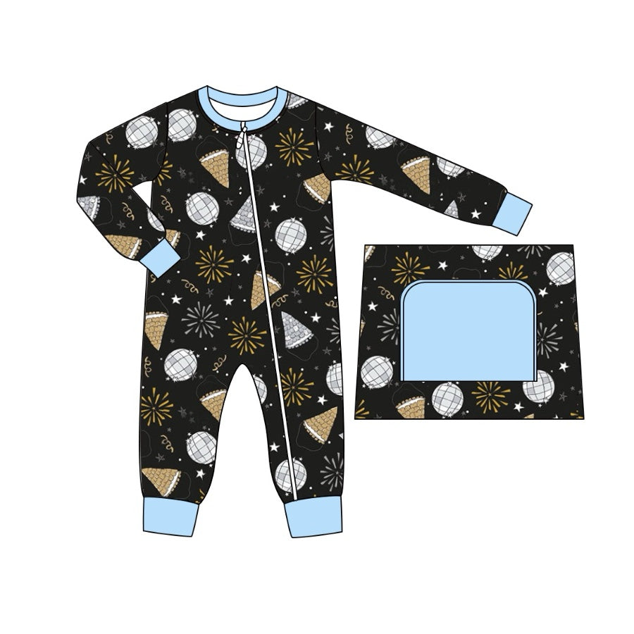presale LR1667 Fireworks Light Ball New Year Blue Black Zipper Long Sleeve Jumpsuit 2024 8.3
