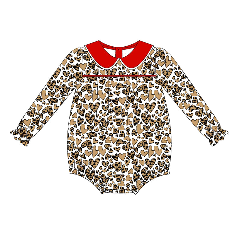 presale LR1715 Leopard print heart red doll collar long-sleeved jumpsuit 2024 8.9