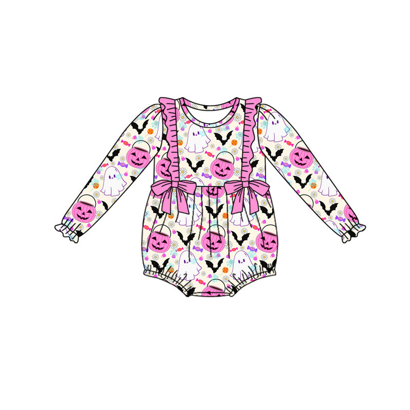 presale LR1792 Halloween Ghost Bat Candy Rose Red Lace Bowknot Long Sleeve Jumpsuit 8.15