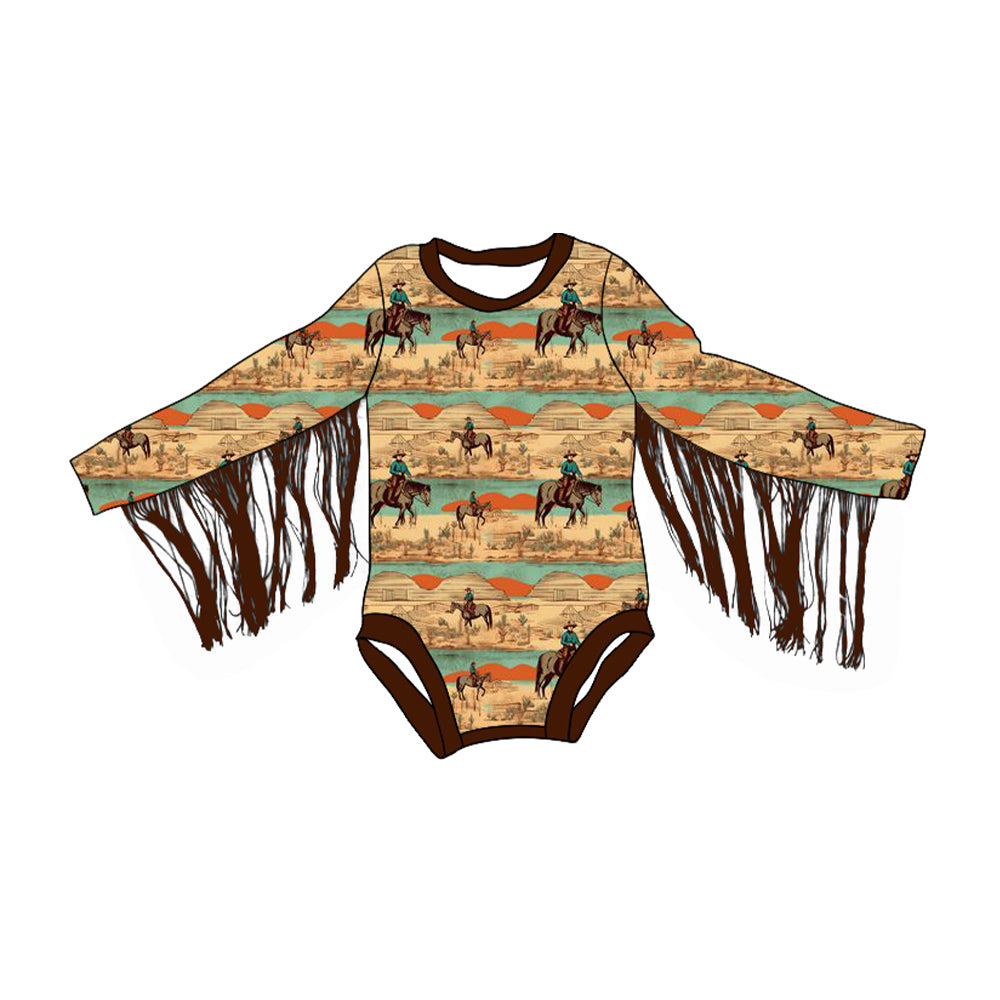 presale LR1860 Horse Riding Desert Brown Long Sleeve Bodysuit 2024 8.29