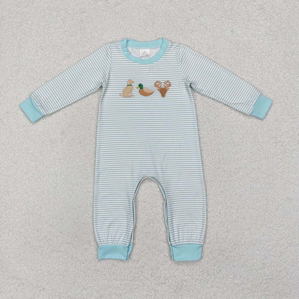 Sibling Baby Infant Boys Embroidery Hunting Long Sleeve Rompers D 6.28