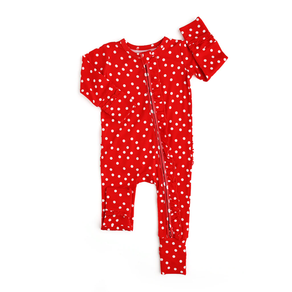 presale LR1960 White Polka Dot Red Lace Zipper Long Sleeve Bodysuit 2024 9.13