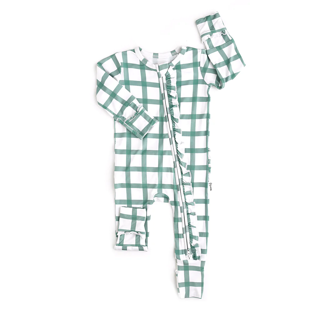 presale LR1967 Teal Plaid White Zipper Long Sleeve Bodysuit 2024 9.13