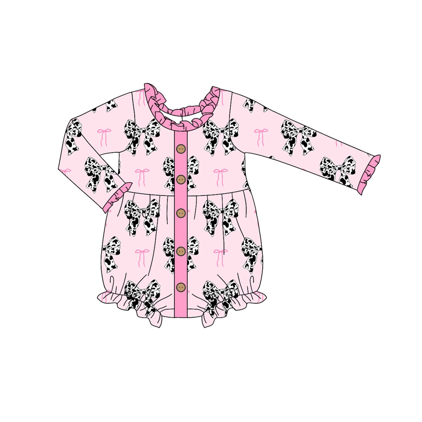 presale LR1975 Pink lace long-sleeved bodysuit with cow print and bow 2024 9.13
