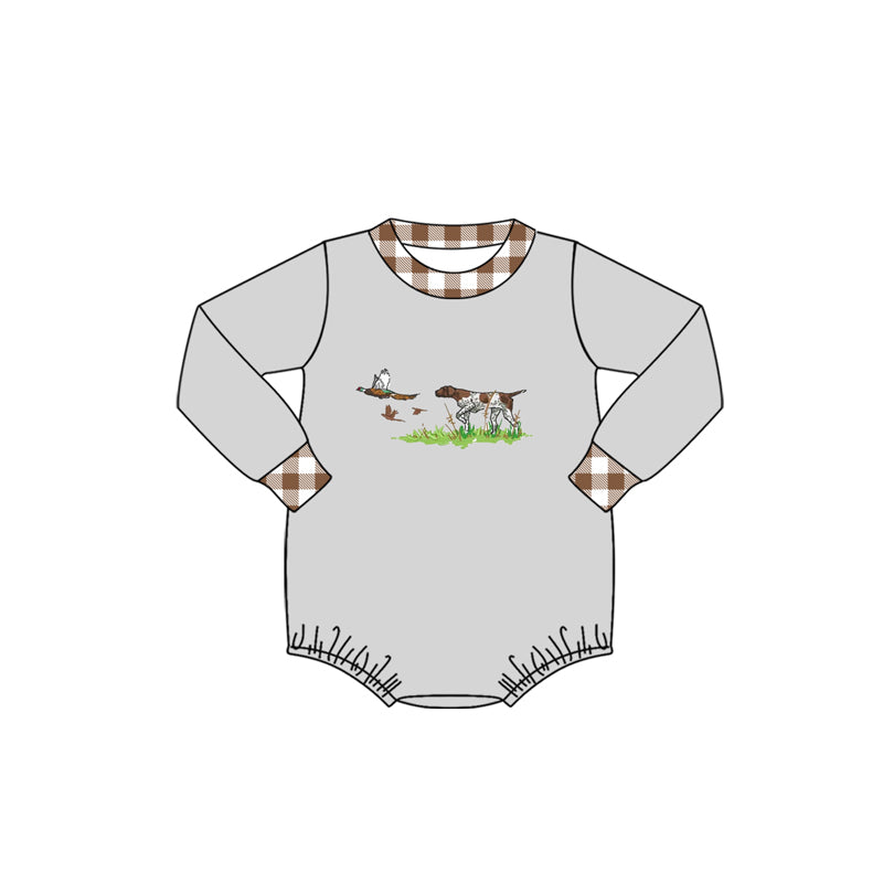 LR1999 Duck Puppy Brown Plaid Grey Long Sleeve Bodysuit