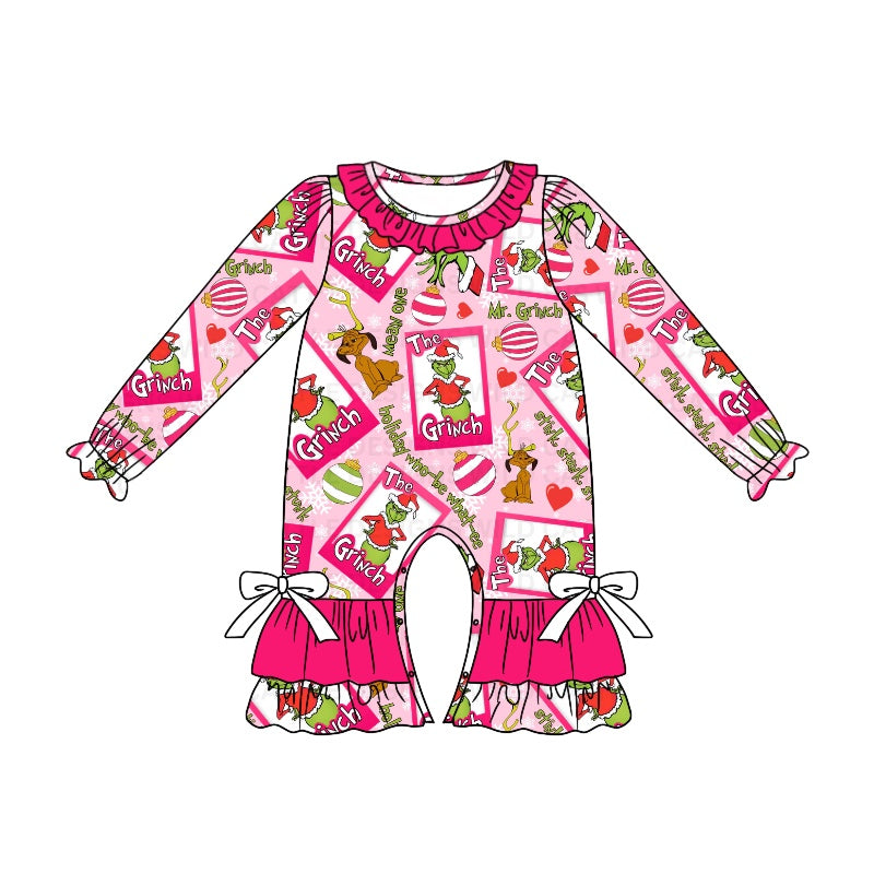 LR2006 Rose red long-sleeved jumpsuit with letter heart lace