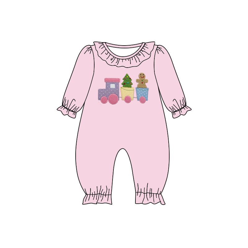 presale LR2037 Christmas Tree Gingerbread Truck Pink Long Sleeve Bodysuit 2024 9.23